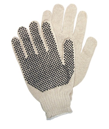 GLOVE STRING KNIT COTTON;POLY 1 PVC DOT 7G NATURA - Slip Resistant